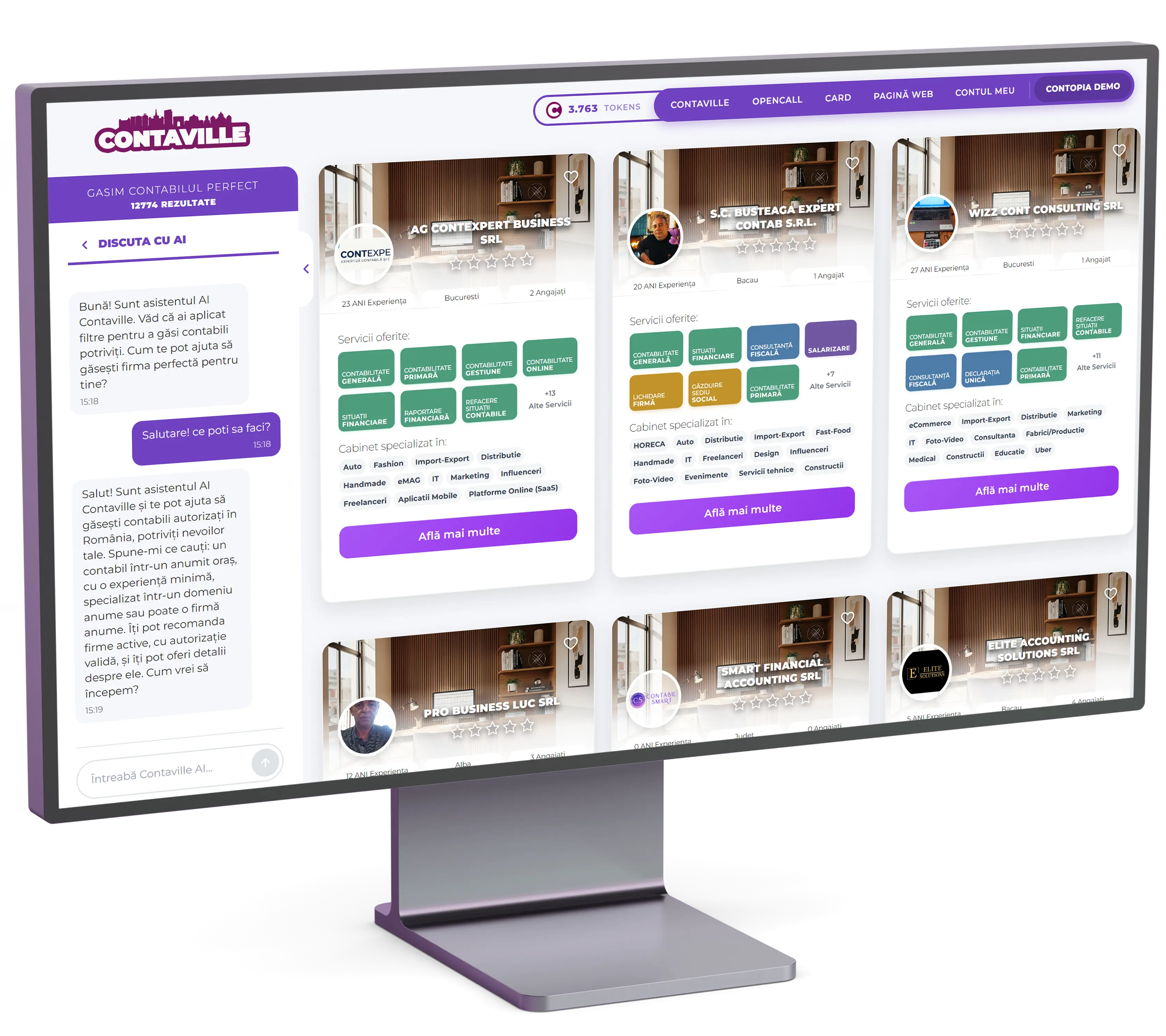 Contaville AI - Chat AI matching contabil cu antreprenor