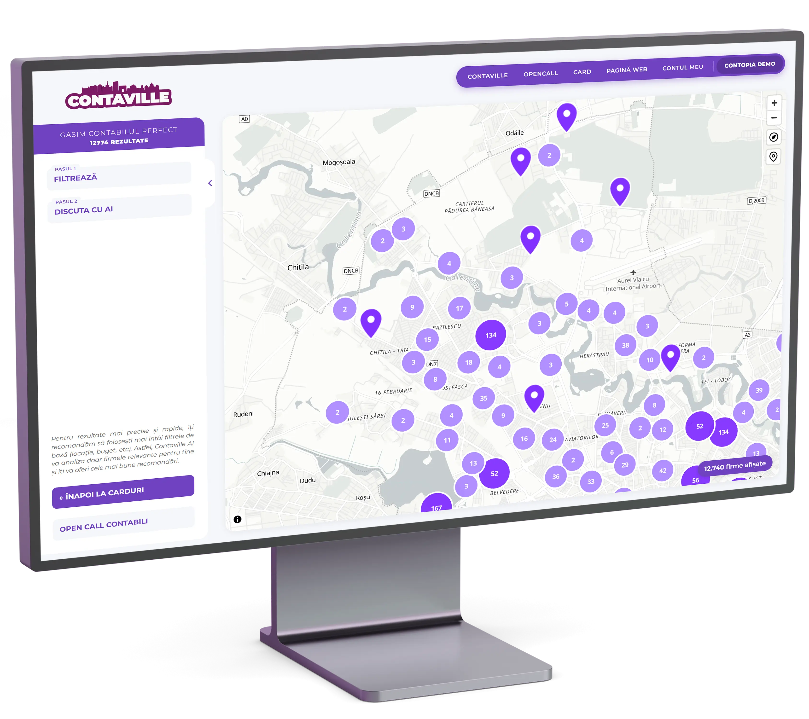 Contaville AI - Conta Map harta firme contabilitate România
